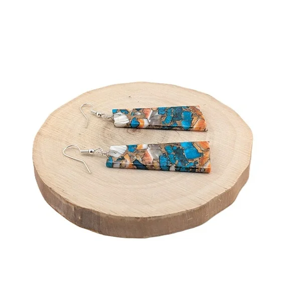 Handmade Earrings Natural Stone Mohave Slab Native American Jewelry NA Peete**